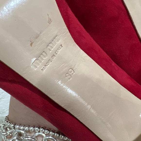 Miu Miu Peep Toe Suede Hells - size 39 US 8.5 - Picture 5 of 9